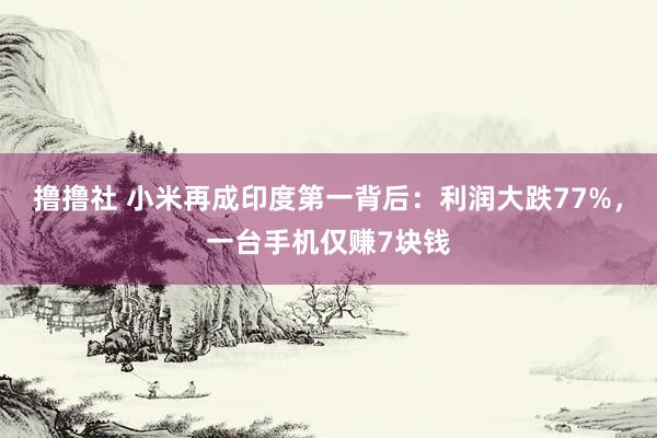 撸撸社 小米再成印度第一背后：利润大跌77%，一台手机仅赚7块钱