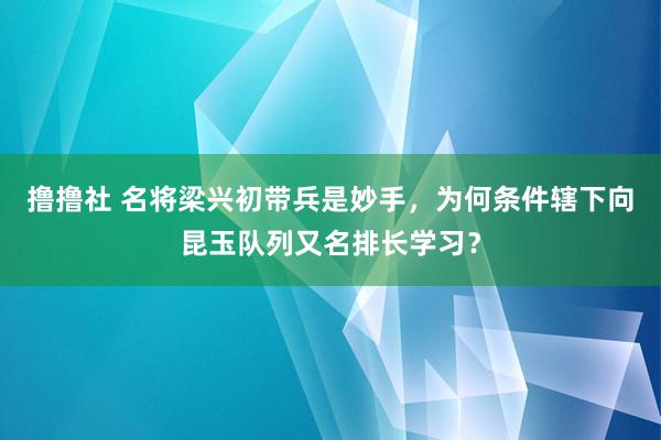 撸撸社 名将梁兴初带兵是妙手，为何条件辖下向昆玉队列又名排长学习？