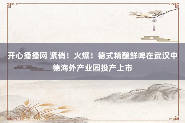 开心播播网 紧俏！火爆！德式精酿鲜啤在武汉中德海外产业园投产上市