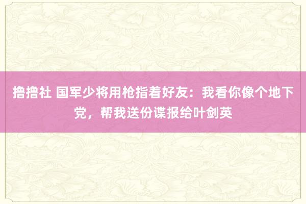 撸撸社 国军少将用枪指着好友：我看你像个地下党，帮我送份谍报给叶剑英