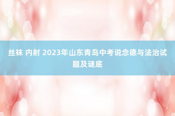 丝袜 内射 2023年山东青岛中考说念德与法治试题及谜底