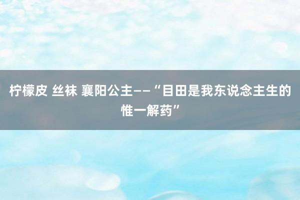 柠檬皮 丝袜 襄阳公主——“目田是我东说念主生的惟一解药”