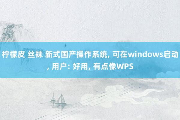 柠檬皮 丝袜 新式国产操作系统, 可在windows启动, 用户: 好用, 有点像WPS